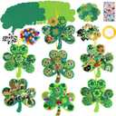 Openfly 24 Sets St. Patrick's Day Shamrock Ornaments DIY St. Patrick's Day Foam Craft Kit Irish Clover Shamrock Foam Stickers Self-Adhesive Craft Stickers for St. Patrick's Day DIY Crafts Party Decor