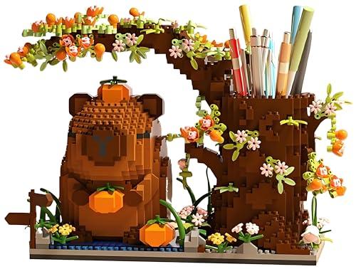 Capybara Building Blocks Set -1880PCS Cute Animals & Flowers Building Bricks Kit Kawaii Capybara Gifts Toy for Kids Age 8+, Capybara Stuff Pen Holder&  Desk Organizer, Arts &Crafts for Boys Girls Adult