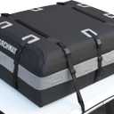 MARCHWAY Waterproof Car Roof Luggage Bag, Weatherproof Soft Shell Rooftop Cargo Carrier Bag for Vehicles with or Without Rack. 6 Door Hooks, Anti Slip Mat, Lock Included (15 Cubic Feet, Black)