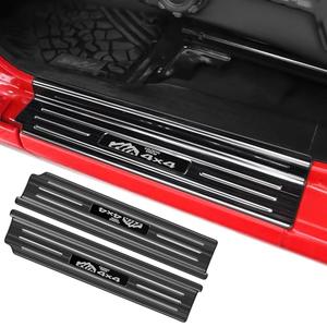 smnuxwm 2PCS Car Door Sill Protector for Jeep Wrangler JL JLU 2018-2025 &Gladiator JT 2020-2025,Stainless Steel Material Door Sill Guards for Wrangler Accessories,2 Door (Brushed Black)