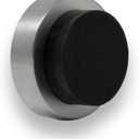 EVI Herrajes | Stainless Steel Door Stop - Adhesive and Screw Fastering - Balck Protective Rubber - Handle Protector 0.94 x 0.55 Inches
