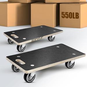 1100LB Heavy Duty Rectangle Moving Dolly Cart - 2-Pack with 3" TPR Silent Wheels, Non-Slip 11-Layer Plywood Platform, No Assembly Needed - for Furniture, Warehouse, Home & Commercial Use 1100LB Heavy Duty Rectangle Moving Dolly Cart - 2-Pack with 3" TPR Silent Wheels, Non-Slip 11-Layer Plywood Platform, No Assembly Needed - for Furniture, Warehouse, Home & Commercial Use