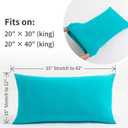 Stretch Pillow Cases King - Jersey Knit & Envelope Closure Pillowcases with Ultra Soft T-Shirt Like Polyester Blend - King Size Set of 2, Turquoise