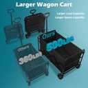 Collapsible Wagon Cart with Wheels Foldable: 500LBS Heavy Duty Folding Utility Wagon - Portable All Terrain Grocery Wagon Cart for Groceries Shopping Outdoor Camping Sports (Black-500Lbs)