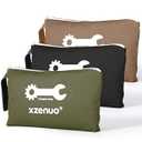 Tool Pouch Zipper Bag, 16oz Pure Cotton Canvas Tool Bag, 12.5 Inch Zipper Pouch for Organization, Storage Organizer Tool Pouches with Wristlet Strap, Black/Brown/Green, 3 Pack