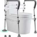 Toilet Safety Rails for Seniors, Adjustable Toilet Safety Frame Handles Fits Most Toilets, Mothers Day Gifts for Handicap and Disabled Seniors Elderly, Foldable, Safe Weight Capacity of 330 lbs(150KG)