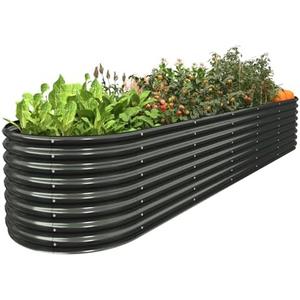 FRIZIONE 12FT(L)×3FT(W)×2FT(H) Galvanized Raised Garden Bed Outdoor, Metal Raised Garden Beds for Flower, Raised Planter Box Outdoor for Herb, Vegetable-Gray