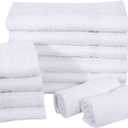 GOLD TEXTILES 12 Pack White Economy Cotton Blend 15x25 Inches Basic Hand Towels- Gym Towels (1 Dozen)