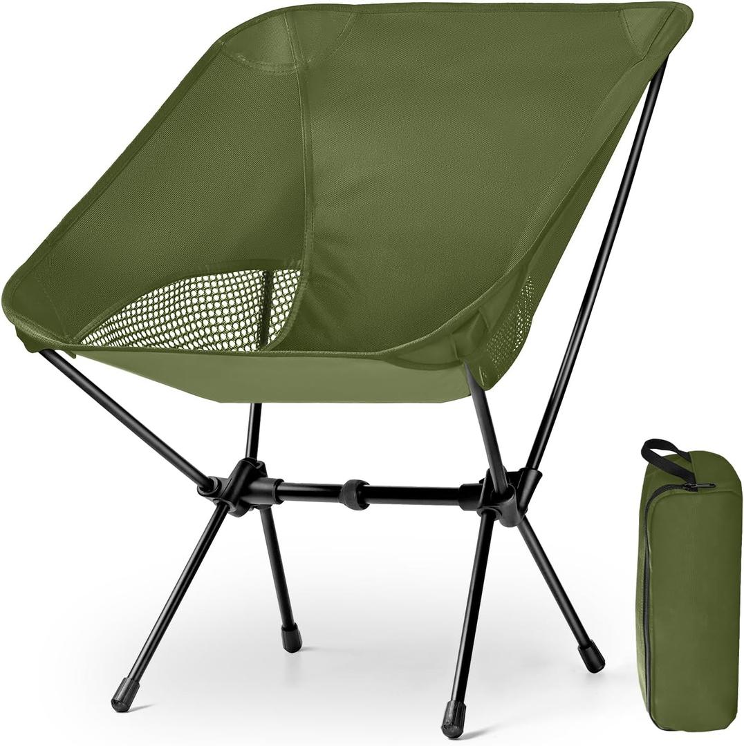 Lightweight Portable Camping Chair - Folding Backpacking Hiking Chair with Carry Bag for Outdoor Travel, Beach, Picnic, Festival (Green)