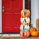 Outdoor Fall Decorations for Porch, Fall Front Porch Decor, Fall Decorations Outdoor Pumpkin sign, Stacked Pumpkins Standing Hanging Sign for Harvest Autumn Thanksgiving Home Yard Farmhouse
