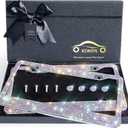Bling License Plate Frames with High End Ribbon Gift Box,2 Pack Rhinestone License Plate Frame,Handcrafted Crystal Premium Stainless Steel Bling License Plate Frame for Women,Birthday (colorful)