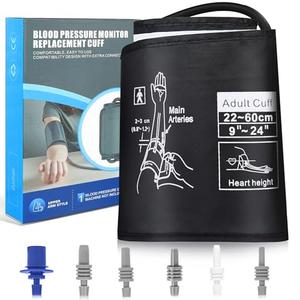 Universal XXL Blood Pressure Replacement Cuff - 9"-24" Wide-Range Fan-shaped Design, Better Fit for Big Large Arms, 6 Sizes of Connectors Compatible with Omron and Other Brands BP Monitors (Cuff Only)