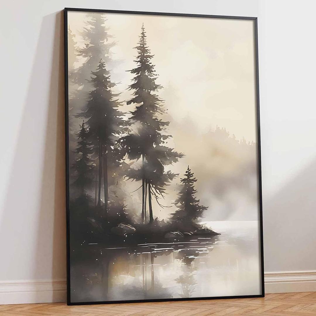 Mountain Forest Wall Art Pine Tree Canvas Watercolor Landscape Wall Art Forest Landscape Pictures Watercolor Forest Poster Natural Landscape Pictures Vintage Watercolor Room Decor 16x24inch No Frame (24L" x 16W")