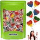 3 x Fruidles 12-Count Rainbow Double Heart Lollipops, Double Heart Shaped Flavored, Individually Wrapped 18 Gram Lollipop