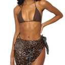 Women 3 Piece Bikini Set Sexy Swimsuits Triangle Halter Beach Skirt Bathing Suits Sarongs(Leopard, Medium)