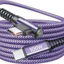 AINOPE USB C to USB C Cable 100W Durable iPhone 16 Charger Cord Right Angle, USBC to USBC Cable Cord Fast Charging Fit iPhone 16 Pro Max Plus MacBook/iPad Pro/Samsung (1.6FT/2*3.3FT/2*6.6FT)Purple