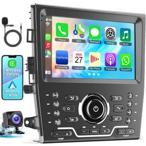 Car Stereo 4+64G Android 13 for Ford 2013-2018 Fusion Mondeo, 9 Inch IPS Touch Screen Car Radio with Wireless Carplay/Android Auto,GPS, WiFi, Bluetooth,FM, Support OBD2/DVR/DSP