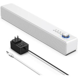 LENRUE Computer Speakers for Desktop PC, Power Clear Sound, Single Buttons, AUX Connect, AC Adapter Powered for Monitors, PCs, Laptops, Tablets, Phones