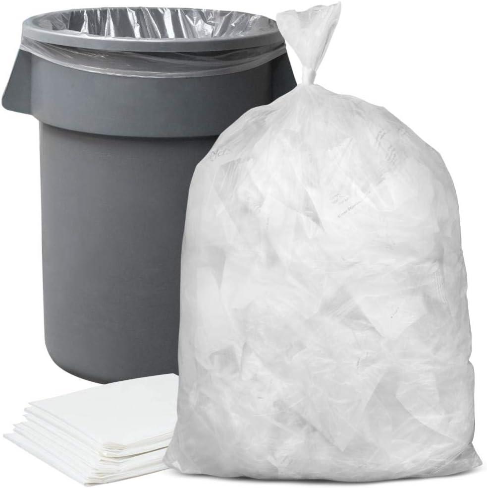 Plasticplace 56 Gallon Trash Bags - Clear High Density Garbage Bags - Heavy Duty, Scent-Free, Large Trash Can Liners for Kitchen, Commercial, & Garden Use 16 Microns, Leak-Proof, 43" x 48" (150 Count)