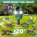 Solar-Powered Ultrasonic Animal Repellent 4 Packs, Waterproof Cat Deterrent with LED Flashing Lights and Motion Sensor for Outdoor Yard, Effective to Repel Cats, Coyotes, Raccoons, and Deer