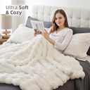 Smoofy Faux Fur Throw Blanket for Couch - Cream White Super Soft Cozy Bubble Blanket, Fluffy Plush Fuzzy Throw for Sofa & Bed, Thick Lightweight Warm Blanket, Luxury Aesthetic Gift for Women 60"x80"