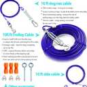 Heavy Duty Aerial Dog Tie Out Trolley System for Small to Large Dogs - Run Cable 100ft /75ft Zipline with 10ft Runner Cable Great for Yard (Blue, 100 ft for one Dogs up to 300 lbs)