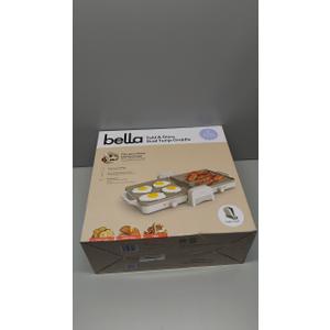 Bella 10"x 20" Ceramic Fold-n-Store Dual Temp Griddle, Fits-anywhere Kitchenware, EverGood Ceramic Nonstick Coating, 2 Temperature Zones up to 400F, Dishwasher Safe Drip Tray, 1500 Watt, Oatmilk