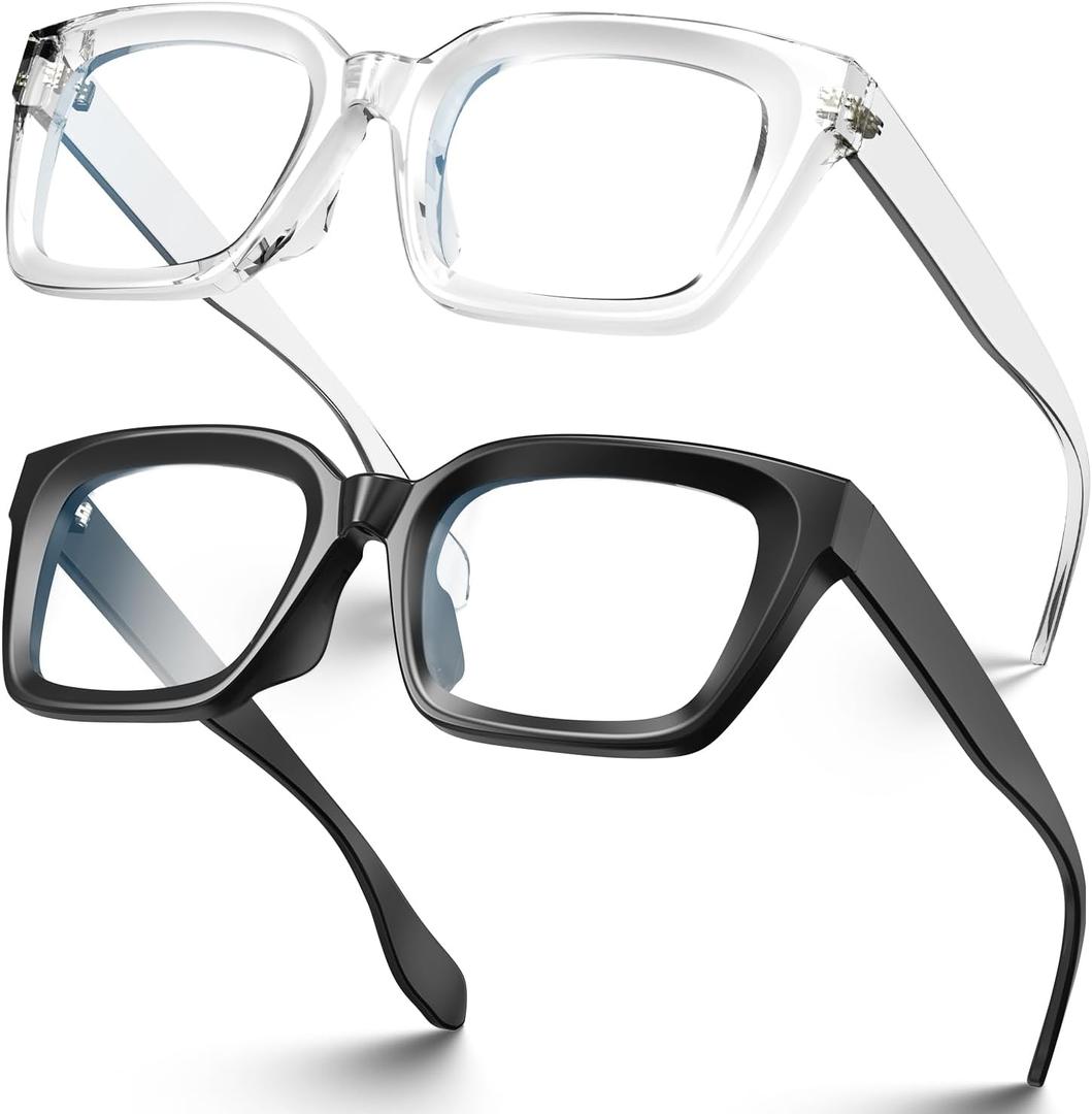 VISOONE Chunky Square Blue Light Blocking Glasses with Anti Computer Glare for Working Women Men MONTANA