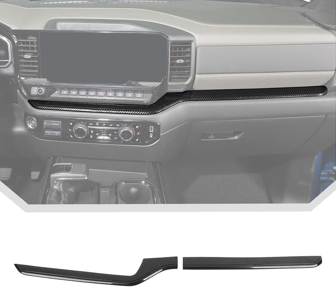 JeCar for Silverado Carbon Fiber Interior Center Console Dash Panel Cover Trim for 2022 2023 2024 2025 2026 Chevrolet Chevy Silverado 1500