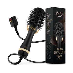 Professional Blowout Hair Dryer Brush, Black Gold Dryer and Volumizer, Hot Air Brush for Women, 75MM Oval Shape (Black Gold)