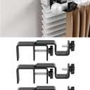 Over-Blinds Curtain Rod Brackets for Outside-Mounted Blinds, Blinds Curtain Rod Brackets for 1.32 Rectangular Headrails, Tool-Free No-Drill Installation for Apartments, Rentals Set of 3 (Black)