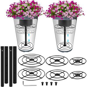 2 Pack Adjustable Plant Risers for Inside Pots,Iron Planter Lift Inserts,Planter Fillers for Large Pots(5.9" 7.87" 9.84" Base or Top)