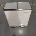 SONGMICS Trash Can, 2 x 8 Gallon (2 x 30 L) Garbage Can for Kitchen, with 15 Trash Bags, 2 Compartments, Plastic Inner Buckets and Hinged Lids, Airtight, White and Gray ULTB60WT