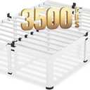 VIPSHOW 18 Inch Queen Size White Bed Frame, 3500Lbs Heavy Duty Metal Platform with Round Corner Legs Mattress Slide Stopper, Steel Slat Support No Box Spring Needed, Noise Free, Easy Assembly