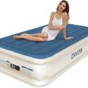 DIVON Twin Air Mattress With Built In Pump Raised, 18 Single Inflatable Mattress In 2 Mins, Foldable Blow Up Mattress, Portable Twin Size Air Mattress For Camping, Travel & Floor, Air Bed For Adults, 330 Lbs (Blue)