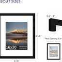 16x20 Poster Frame, Display Pictures 11X14 with Mat or 16x20 Without, Wall Hanging Frames, Black, 3 Pack