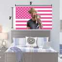 WENWELL Glenn American Flag Tapestry, Pink Powell Cowboy Wall USA Flags, 3x5 Feet, Polyester with Brass Grommets