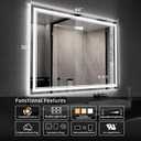 Bathroom Mirror, 44x30 Inch Gradient Front and Backlit Smart Mirror, 3 Colors Dimmable CRI>90 Double Lights, IP54 Enhanced Anti-Fog, Hanging Plates Wall Mount LED Mirror