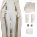 Womens Queen Cosplay Costume Princess Costume Cloak Deluxe Suit Adult Movies Halloween Cosplay Outfit (Small, White)