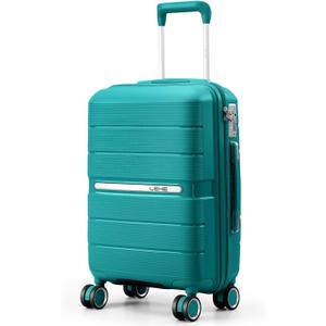 20 Inch Carry-on Luggage with Spinner Wheels, Hard Shell Suitcase with TSA Lock, Airline Approved, Rolling Suit Case for Travel Weekend Trips, Dark Teal Color
