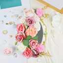 4 x Artificial Cake Flowers, Pink Fake Flowers Silk Peony Roses Flowers with Stems Wedding Bridal Bouquets for Table Centerpieces Floral Arrangement Arch Home Decoration