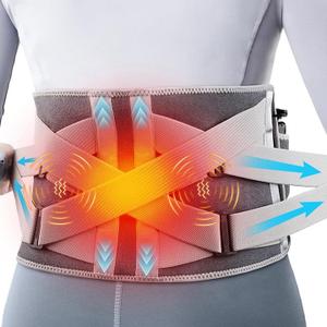 Cordless Heating Pad with Vibration Massage for Back Pain Relief, 10000mAh Long Lasting Battery Portable Lower Back Massager Heated Back Brace Father's Day Gifts, for Dad Mom, Fits Size S/M