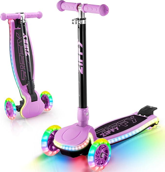 ZIFFY 3-Wheel Light-Up Kids Scooter, Kids Balance Scooter for Boys Girls with 20 Dynamic LED Lights, 4 Adjustable Height, Lean-to-Steer Design with Anti-Slip Wide Surface for Stability - Up to 110LBS ZIFFY 3-Wheel Light-Up Kids Scooter, Kids Balance Scooter for Boys Girls with 20 Dynamic LED Lights, 4 Adjustable Height, Lean-to-Steer Design with Anti-Slip Wide Surface for Stability - Up to 110LBS