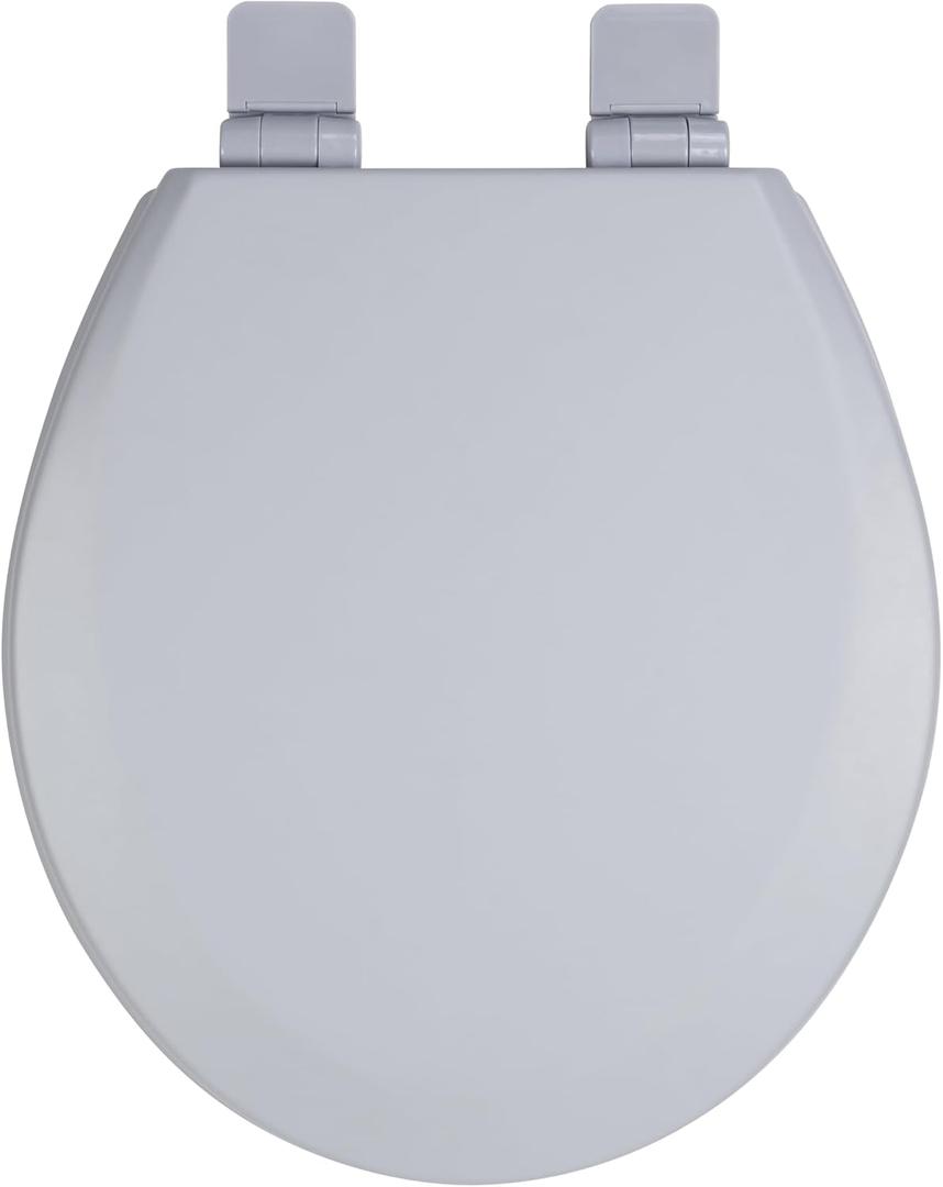 Toilet Seat, Slow Close, Soft Touch, Ultra-Smooth Matte Finish (No Orange-Peel Texture), Premium Moulded Wood, Quick Release, PIKLiDS (Gray, Round)