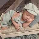 Newborn Photography Props Outfit Baby Photography Props Newborn Gentleman Suit Photography Outfits Boy Suspender Pant (Light Green)