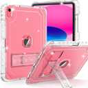 Case for iPad A16 11th Generation 11 Inch 2025 / 10th Gen 10.9 Inch Case 2022, Heavy Duty Shockproof Rugged Protective Translucent Cover with Pencil Holder Kickstand, Clear Glitter