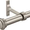 Heavy Duty 1 Inch Diameter Single Curtain Rods, Curtain Rods for Windows 48 to 84 Inch, Brushed Nickel Curtain Rods with Aluminum Alloy End Cap Finials, Wall Mount and Ceiling Mount Drapery Rods
