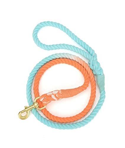 Glow Pups Rope Dog Leash - Stylish Ombre Dog Lead for Medium and Large Dogs, Durable Braided Rope, Rustproof Swivel Hook, 57 inches, 4.5 oz - Orange Blue Ombre