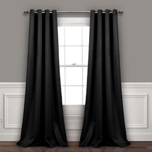 Lush Decor Insulated Grommet Blackout Window Curtain Panels, Pair, 52" W x 95" L, Black - Classic Modern Design - Chic Window Decor - Long Curtains For Living Room, Bedroom, Or Dining Room