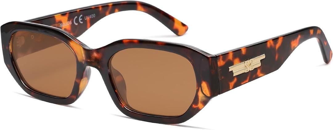 SOJOS Polarized Sunglasses Womens Mens Retro Rectangle Sun Glasses Trendy Hexagonal Frame 80s 90s Shades SJ2324